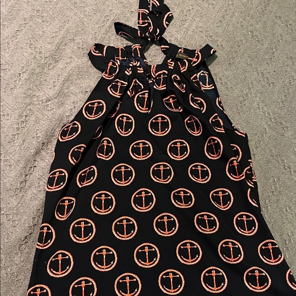 CBR Black and Orange Anchor Print Tank Top